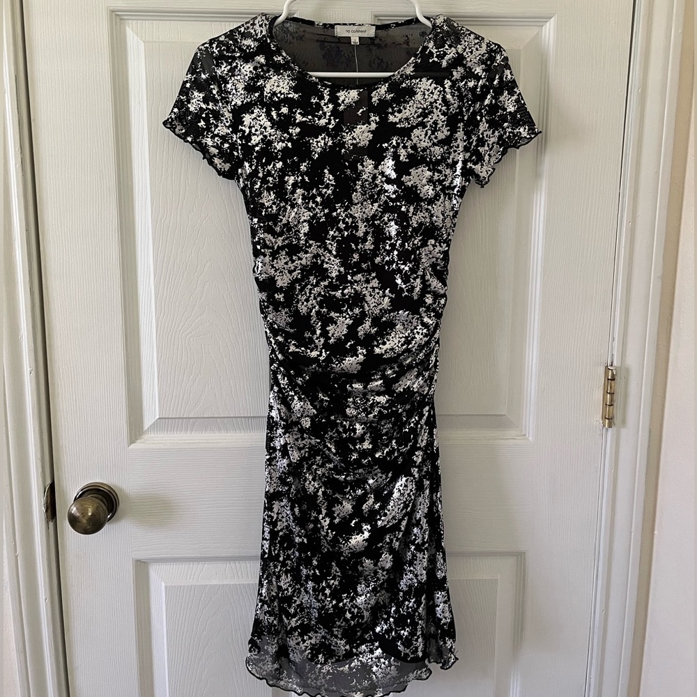 No Comment Black and Silver Patterned Dress